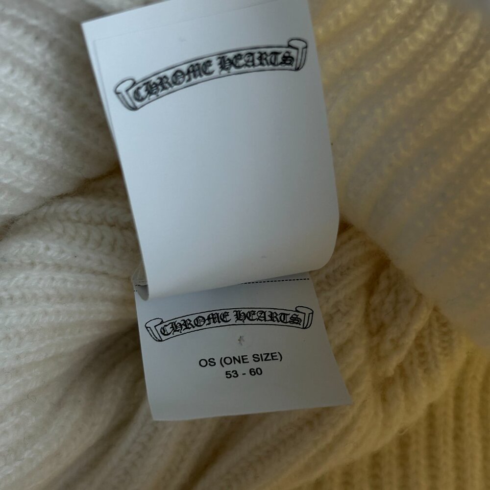 Chrome Hearts White & Black Cross Logo Cashmere Beanie - Picture 5 of 5